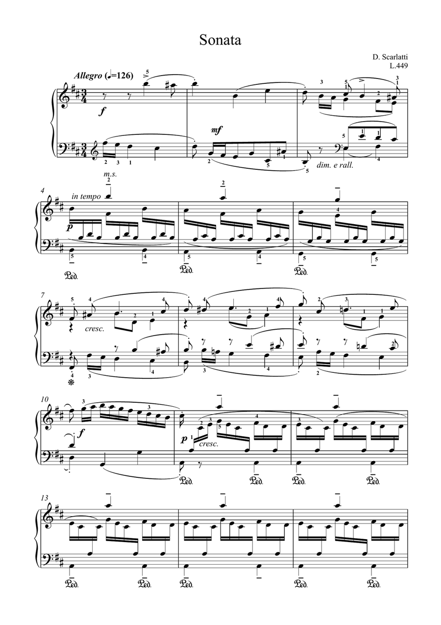 Scarlatti-Sonata in B-minor L.449 K.27(piano) Piano Solo scores gallery preview page 2