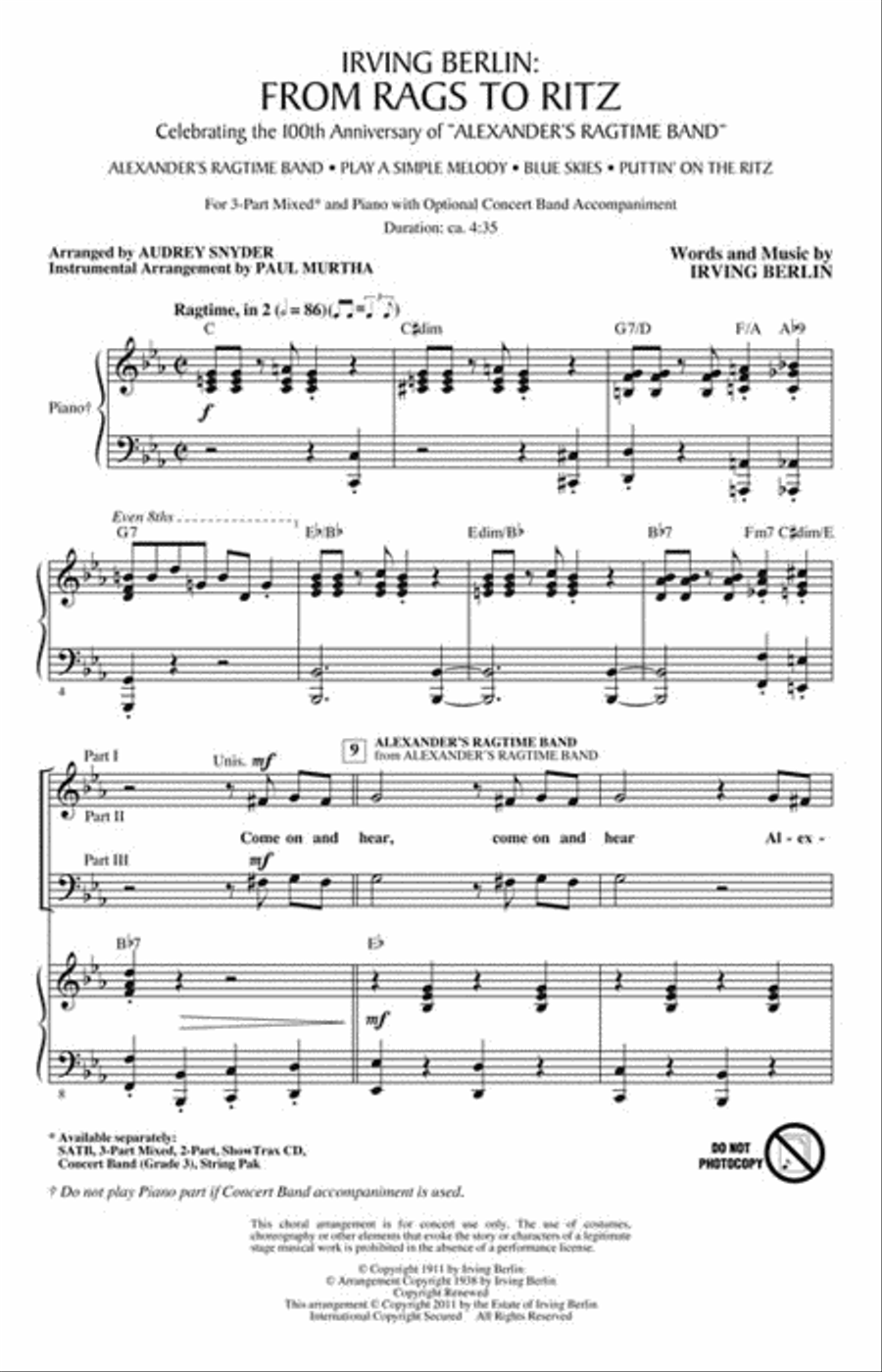 Irving Berlin: From Rags to Ritz 3-Part scores gallery preview page 2