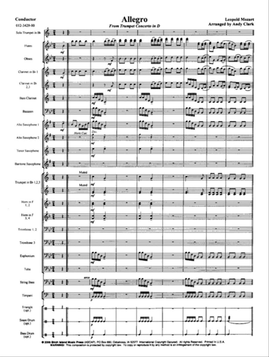 Allegro from Concerto for Trumpet Concert Band scores gallery preview page 2