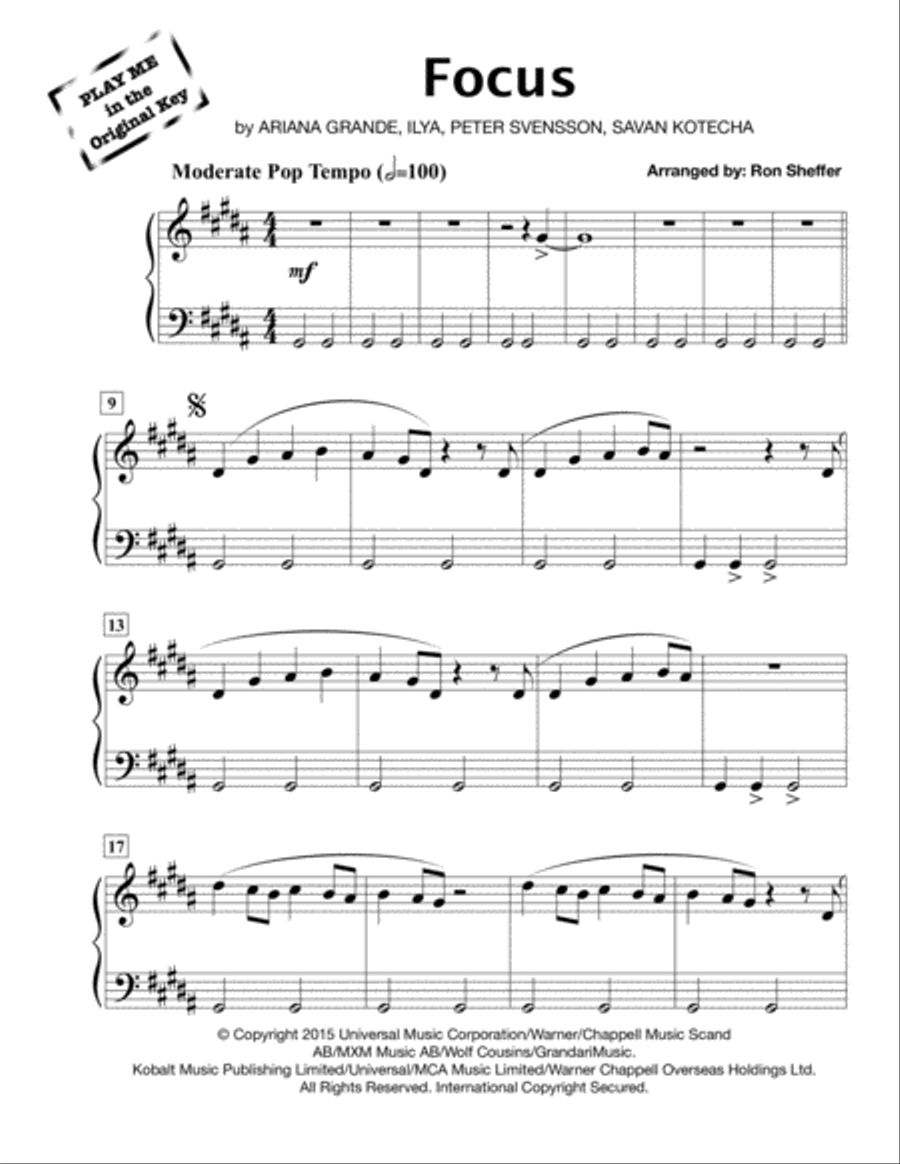 Focus Easy Piano scores gallery preview page 1
