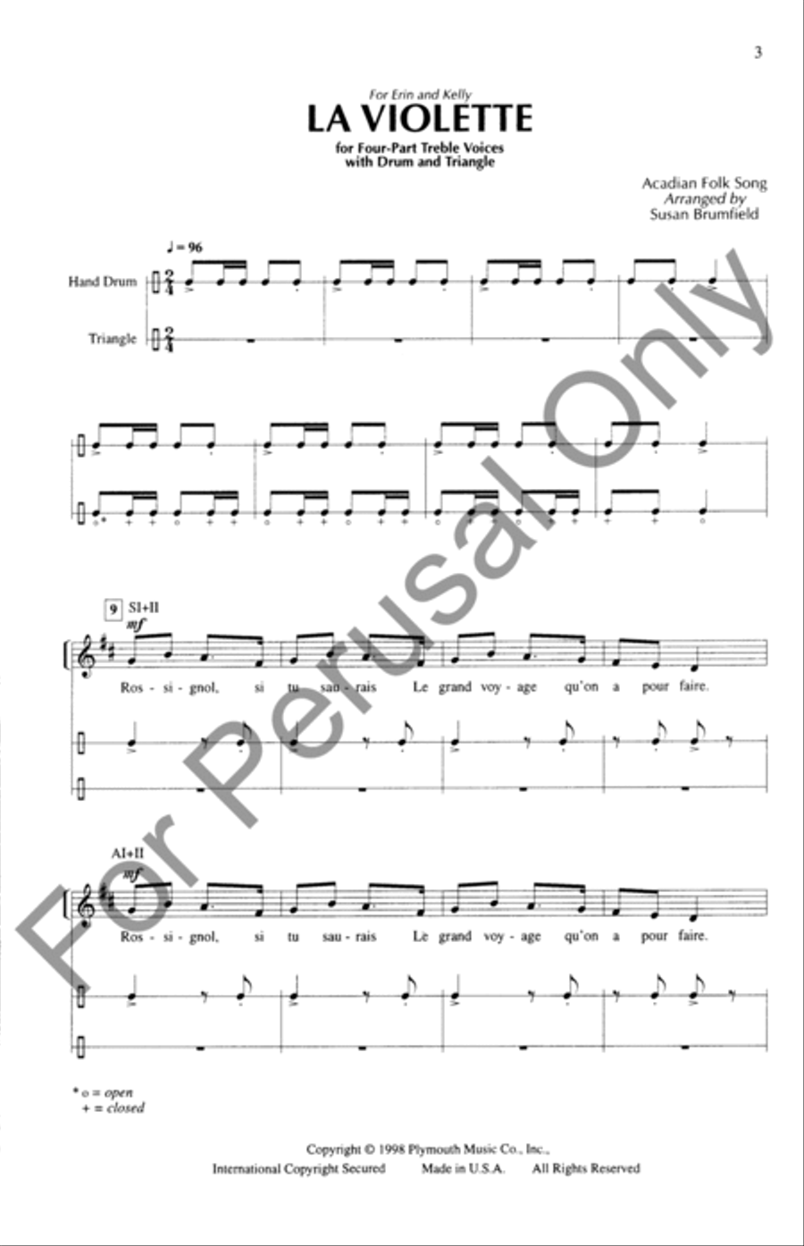 La Violette (Choral Score) SSAA scores gallery preview page 2