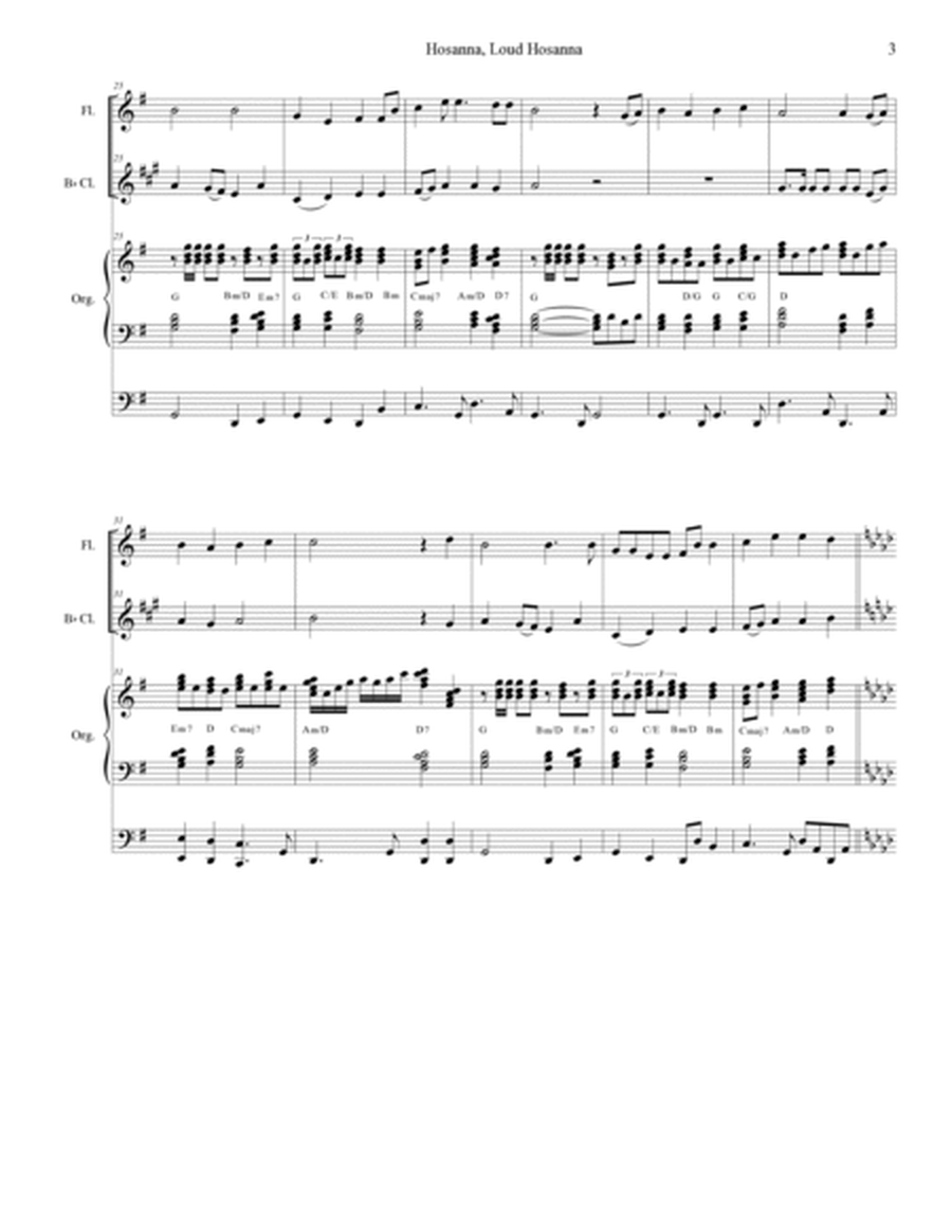 Hosanna, Loud Hosanna (Duet for Flute and Bb-Clarinet - Organ accompaniment) image number null