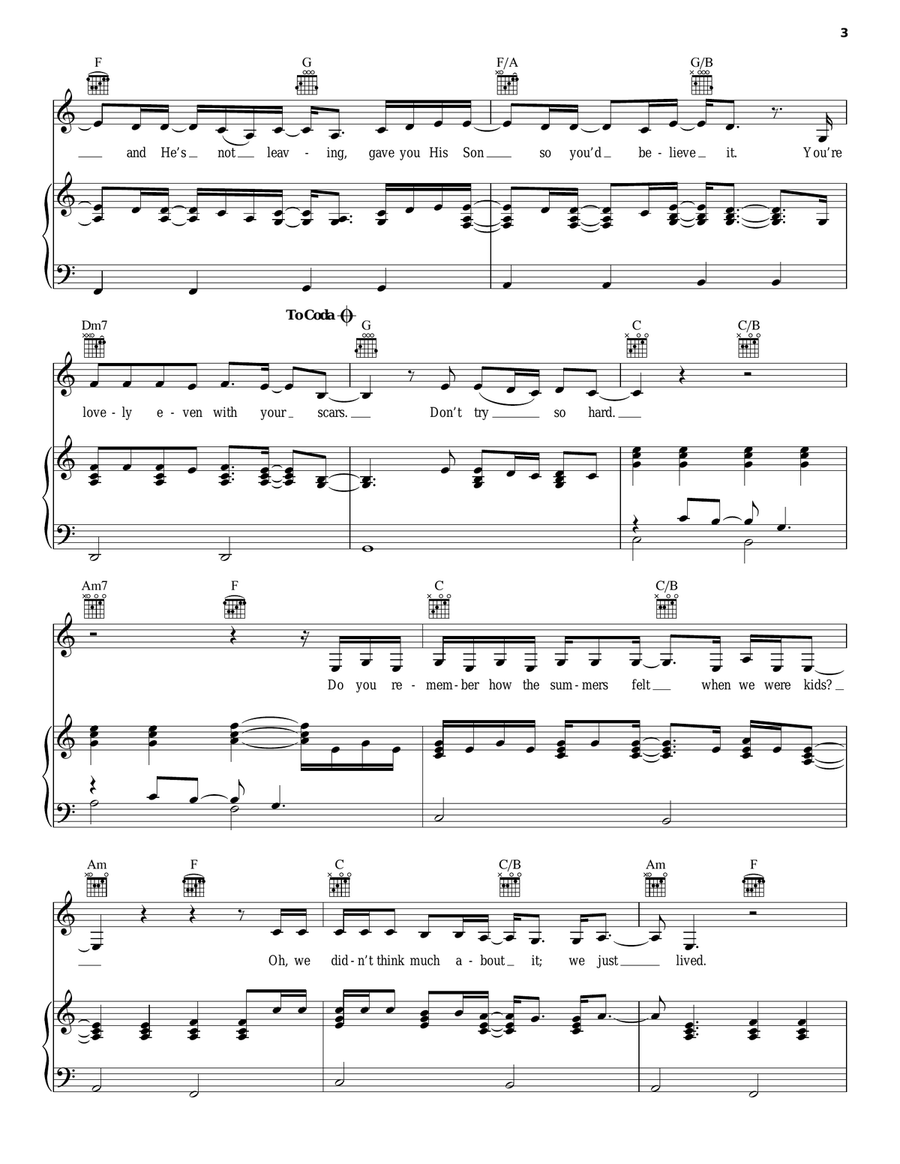 Don't Try So Hard Piano, Vocal, Guitar scores gallery preview page 3