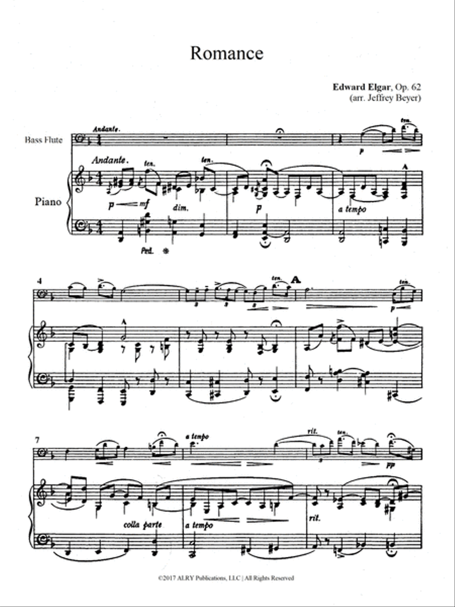 Romance, Op. 62 for Bass Flute and Piano Flute scores gallery preview page 3