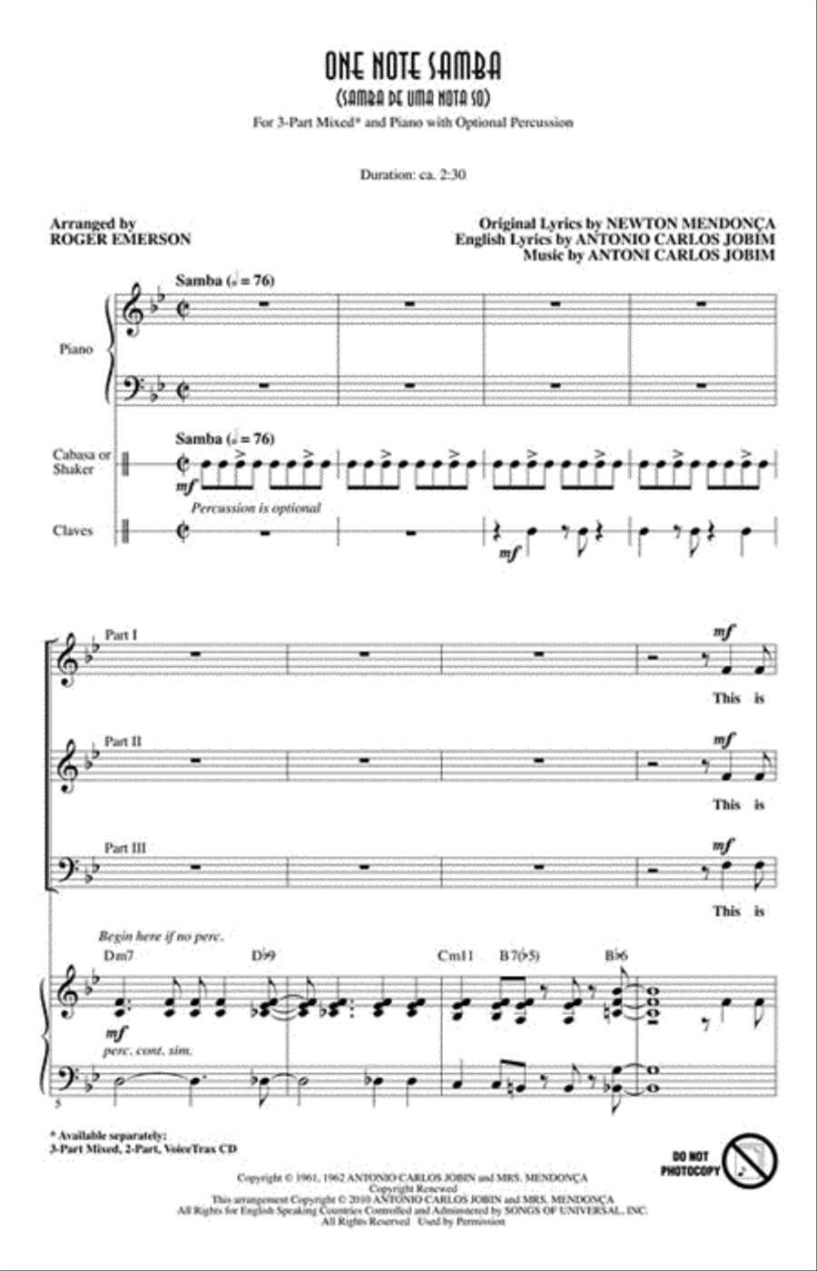 One Note Samba 3-Part scores gallery preview page 2