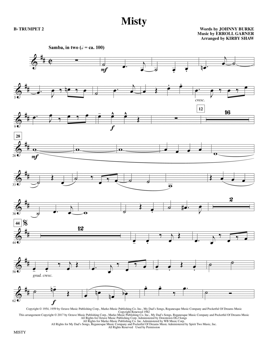 Misty - Bb Trumpet 2 Choir scores gallery preview page 1