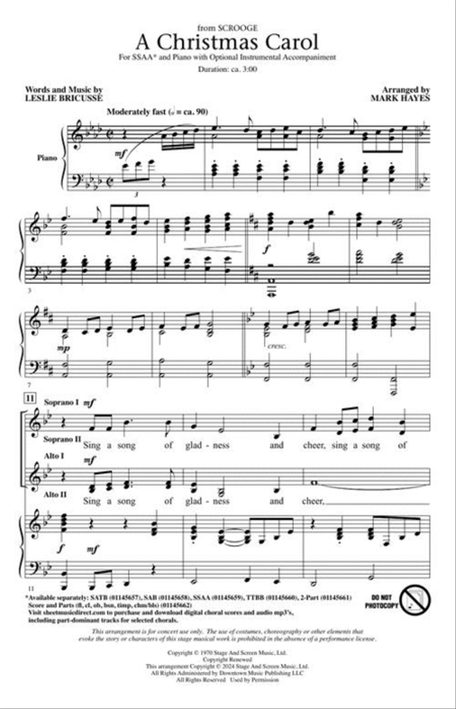 A Christmas Carol SSAA scores gallery preview page 3