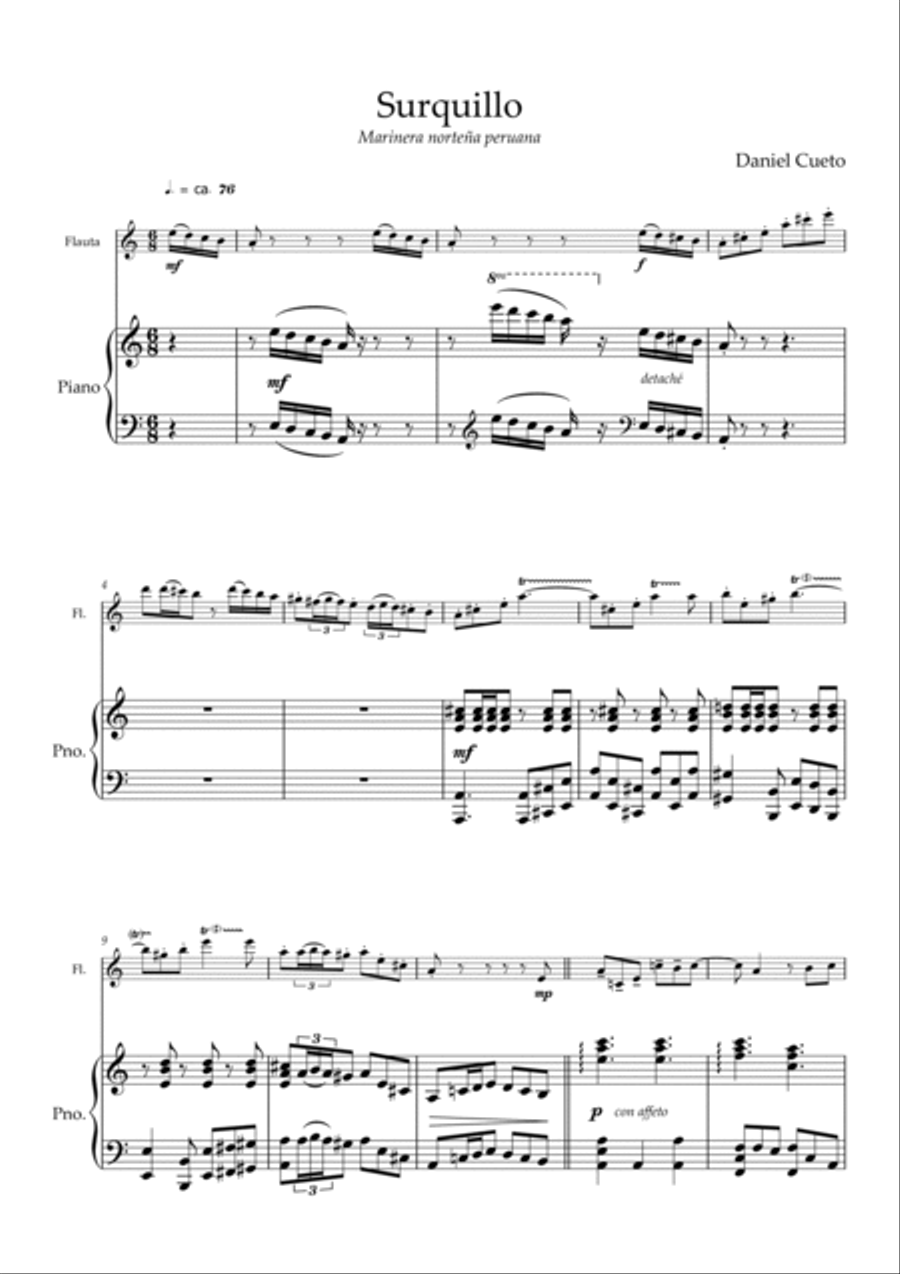 SURQUILLO for flute and piano Flute Solo scores gallery preview page 3