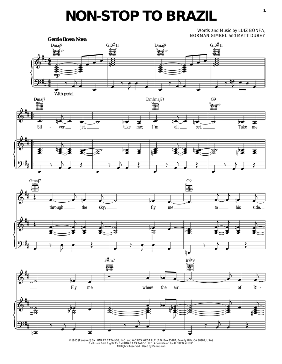Non-Stop To Brazil Piano, Vocal, Guitar scores gallery preview page 1