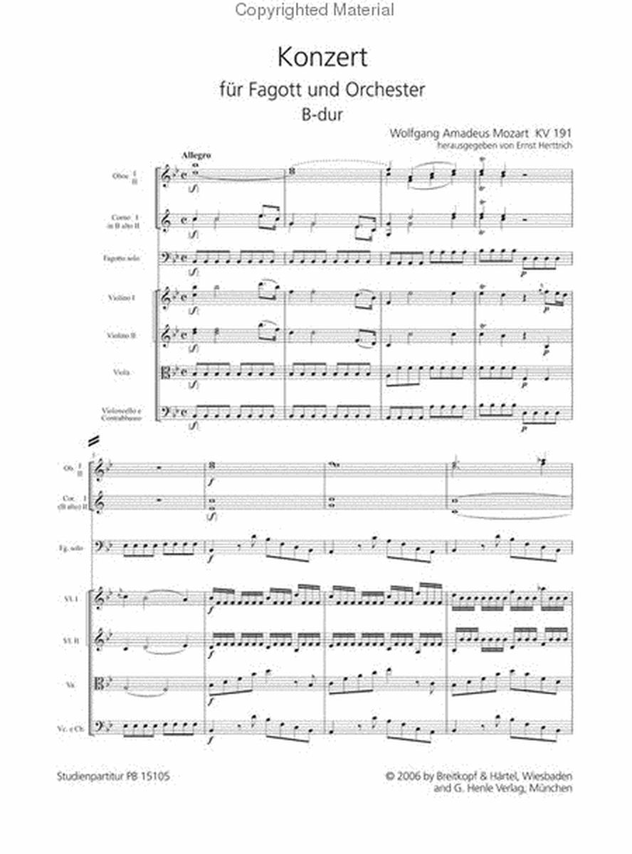Bassoon Concerto in B flat major K. 191 (186e)