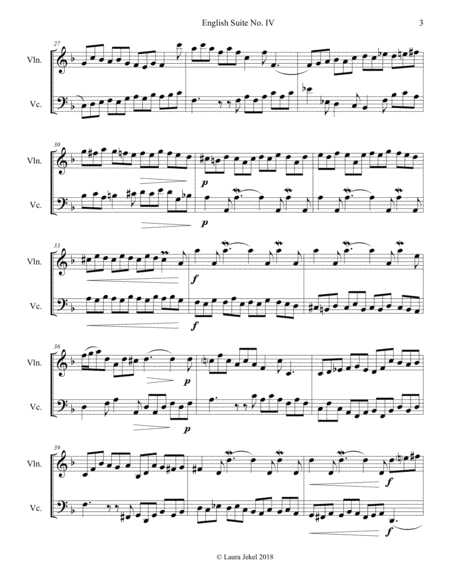Four Movements from J.S. Bach's English Suites, for Violin and Cello Duo image number null