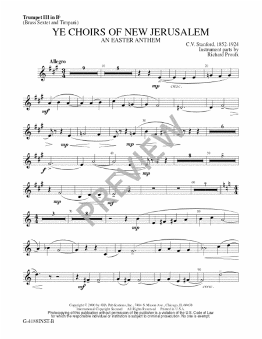 Ye Choirs of New Jerusalem - Brass Sextet edition