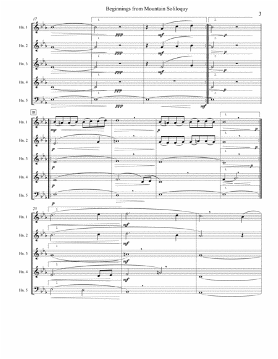 Beginnings from Mountain Soliloquy - Horn Quintet Brass Quintet scores gallery preview page 3