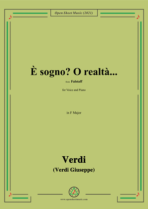 Book cover for Verdi-È sogno?O realtà...,in F Major,from Falstaff,for Voice and Piano
