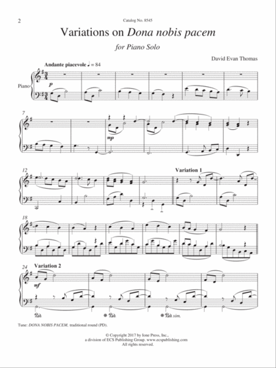 Variations on Dona nobis pacem Piano Solo scores gallery preview page 1
