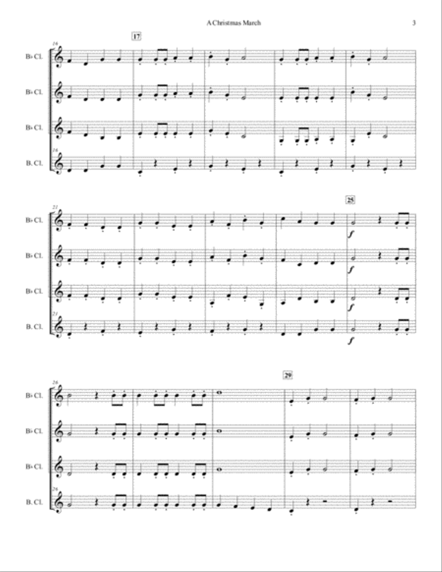 A Christmas March for Clarinet Quartet Clarinet Quartet scores gallery preview page 3