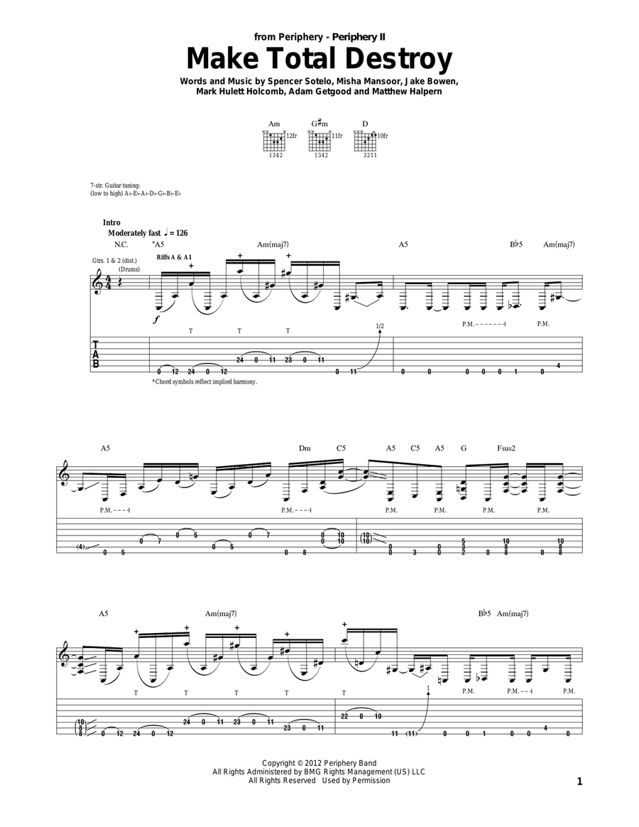 Make Total Destroy Acoustic Guitar scores gallery preview page 1