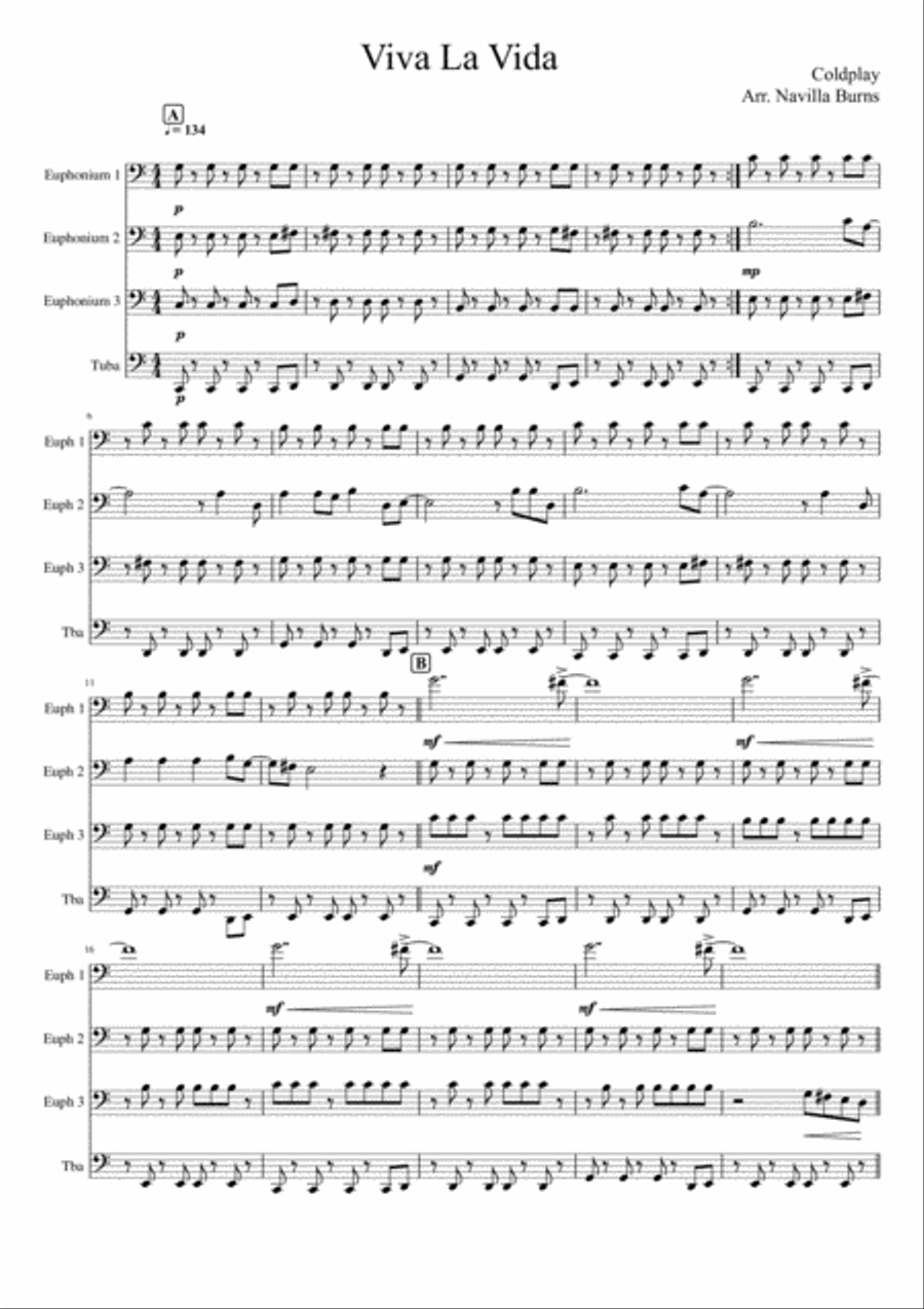 Viva La Vida Small Ensemble scores gallery preview page 1