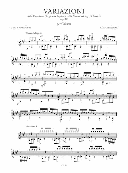 Variations on the Cavatina "Oh quante lagrime" from Rossini’s "Donna del lago" Op. 18 for Guitar image number null