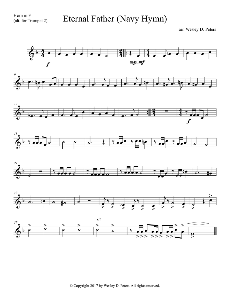 Eternal Father, Strong to Save (Navy Hymn) Brass Ensemble scores gallery preview page 3