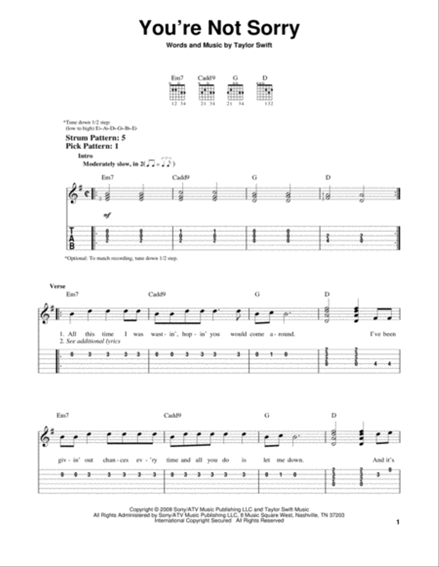 You're Not Sorry Acoustic Guitar scores gallery preview page 1