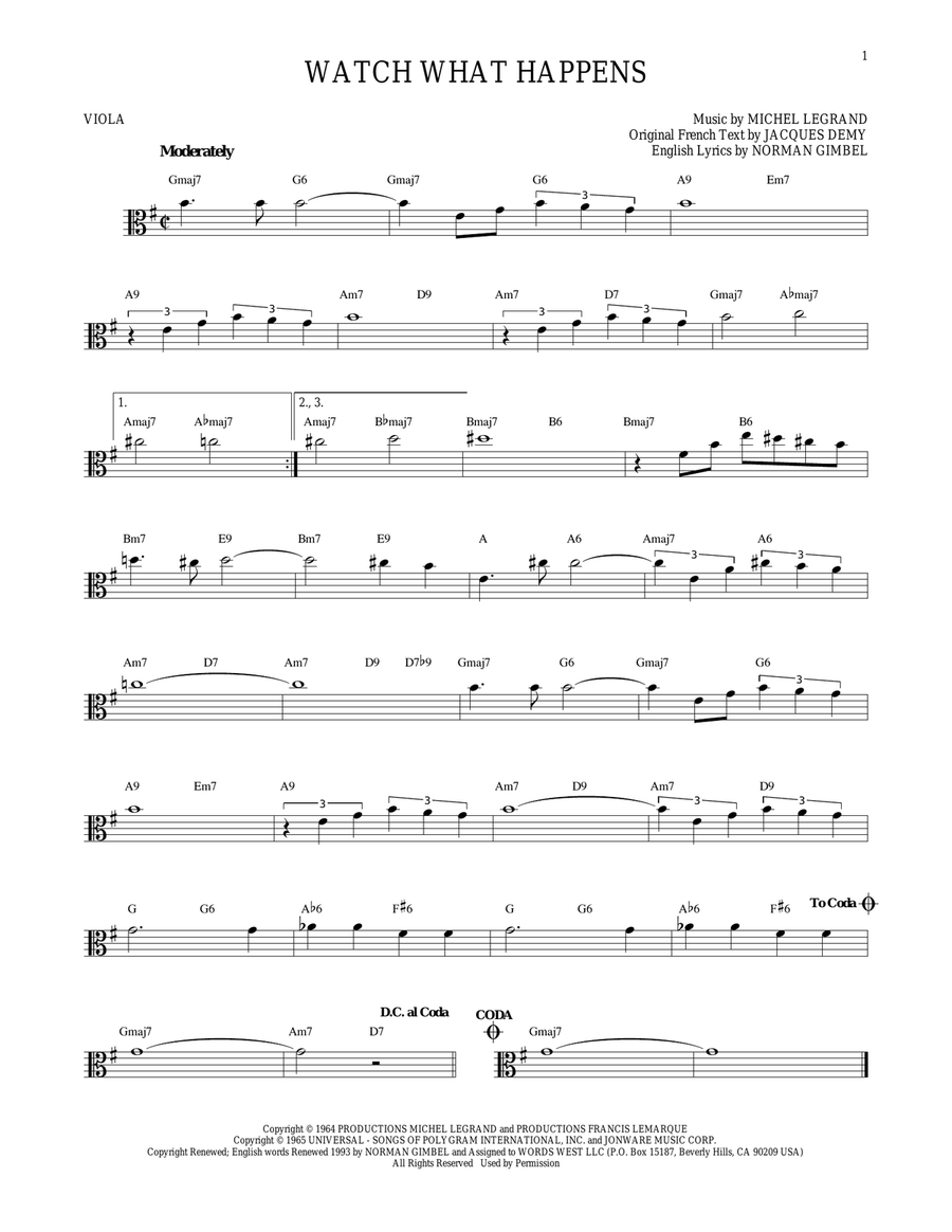 Watch What Happens Viola Solo scores gallery preview page 1