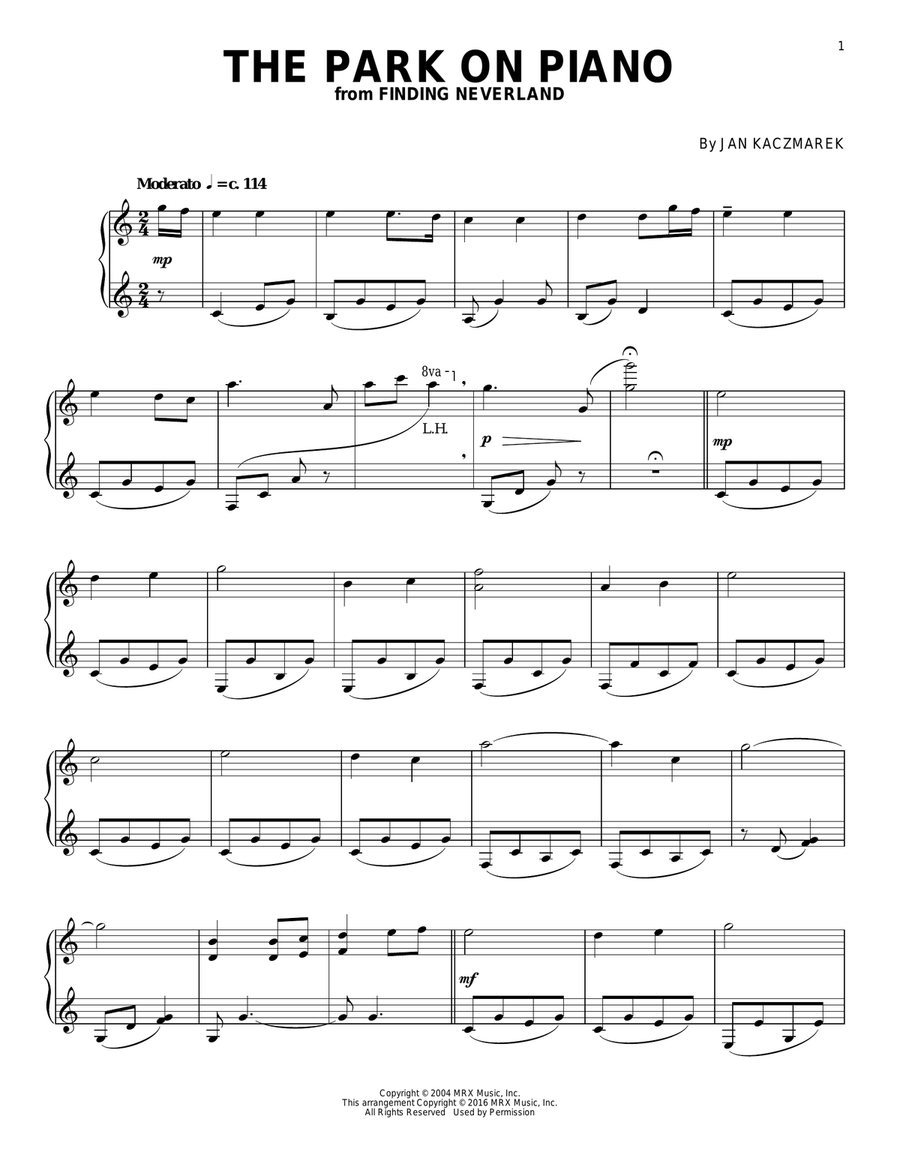 The Park On Piano (from Finding Neverland) Piano Solo scores gallery preview page 1
