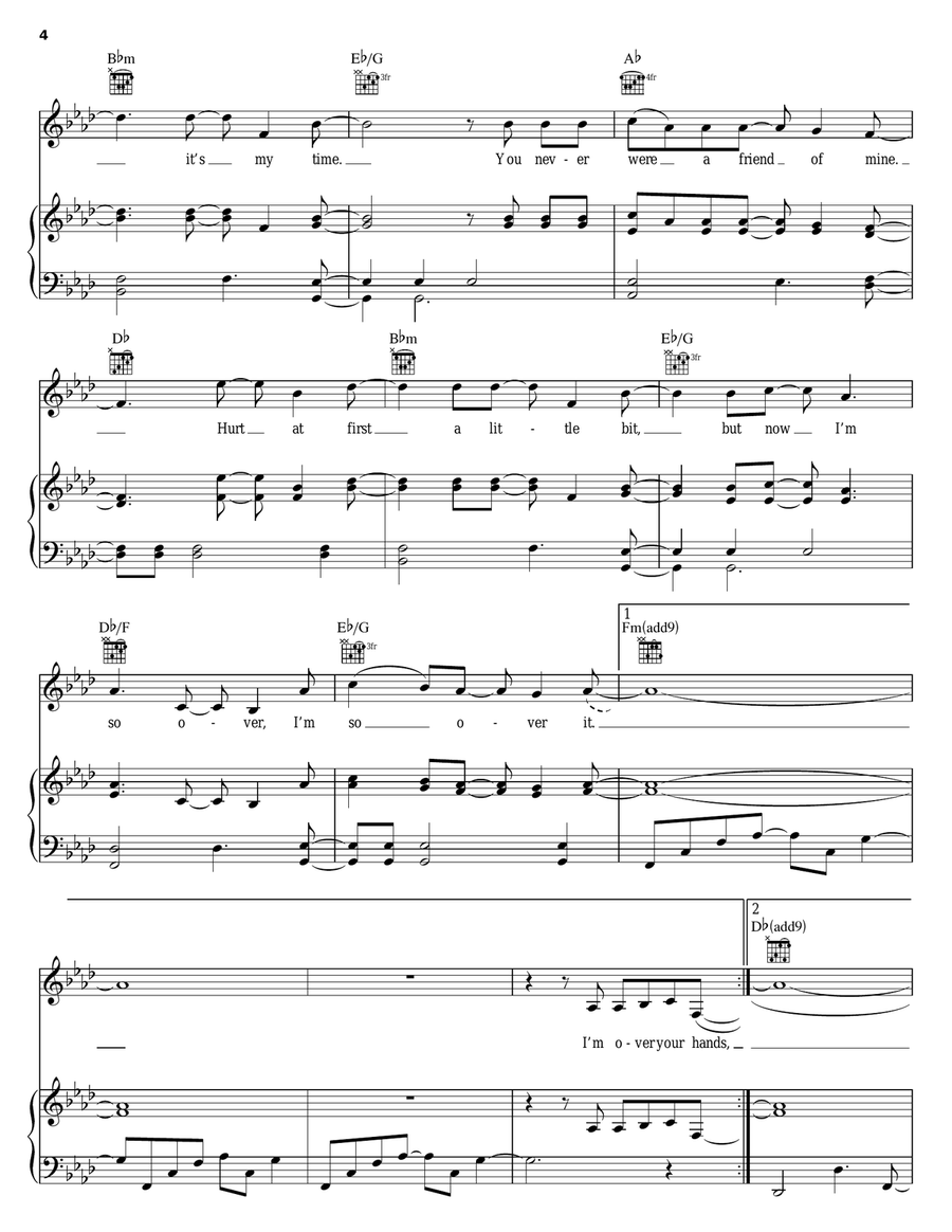 Over It Piano, Vocal, Guitar scores gallery preview page 4