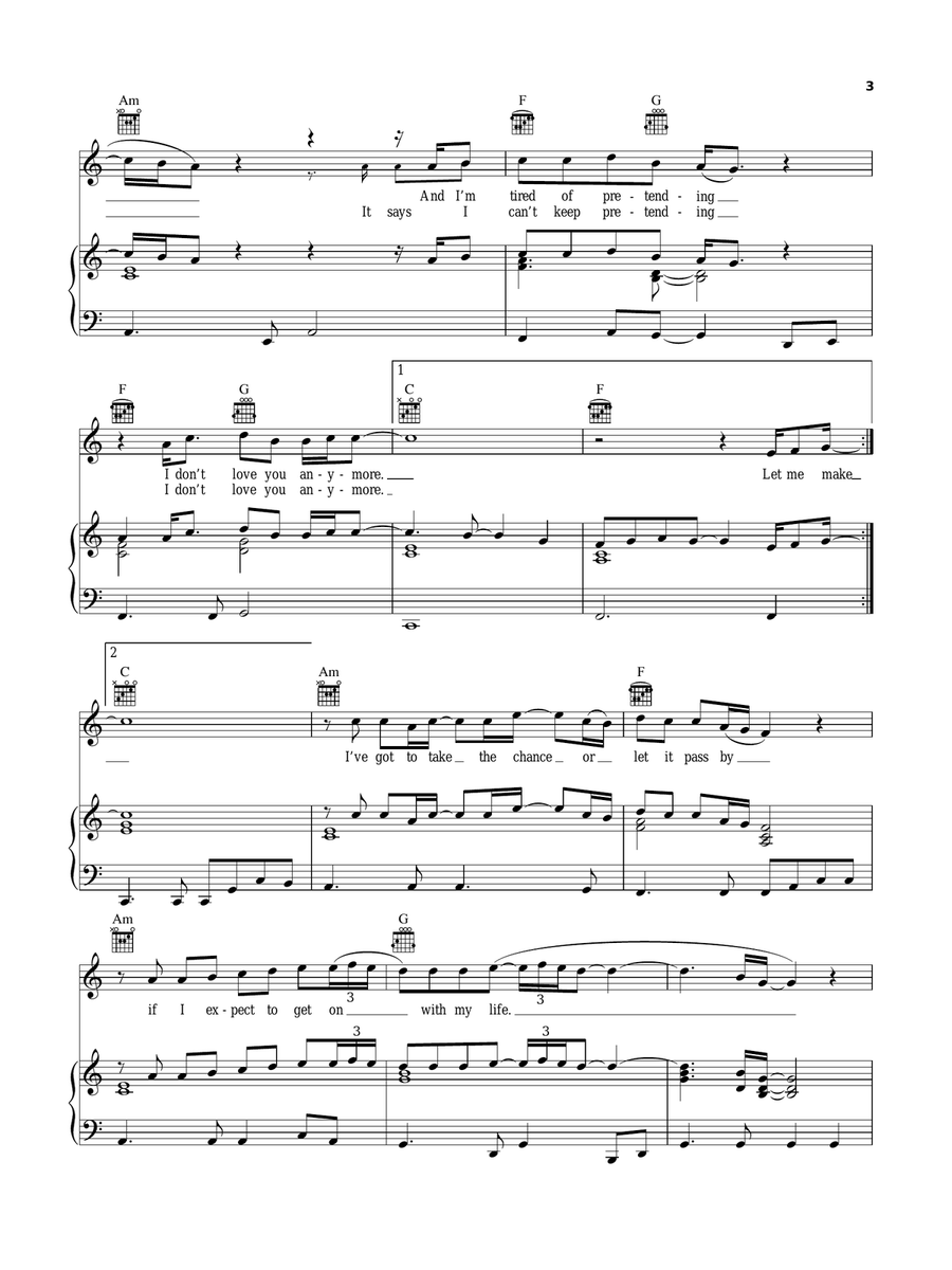Anymore Piano, Vocal, Guitar scores gallery preview page 3