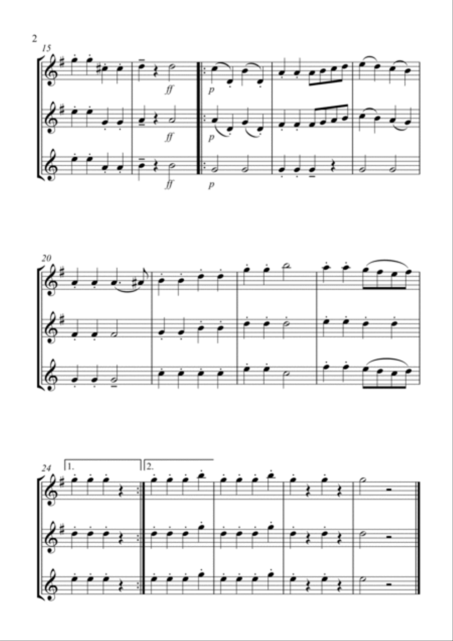 Andante from the Surprise Symphony Woodwind Trio scores gallery preview page 2