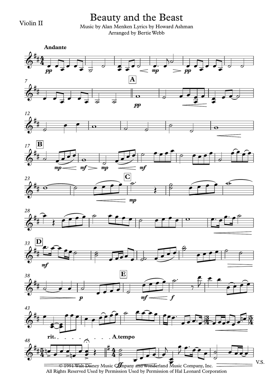 Beauty And The Beast String Quartet scores gallery preview page 3