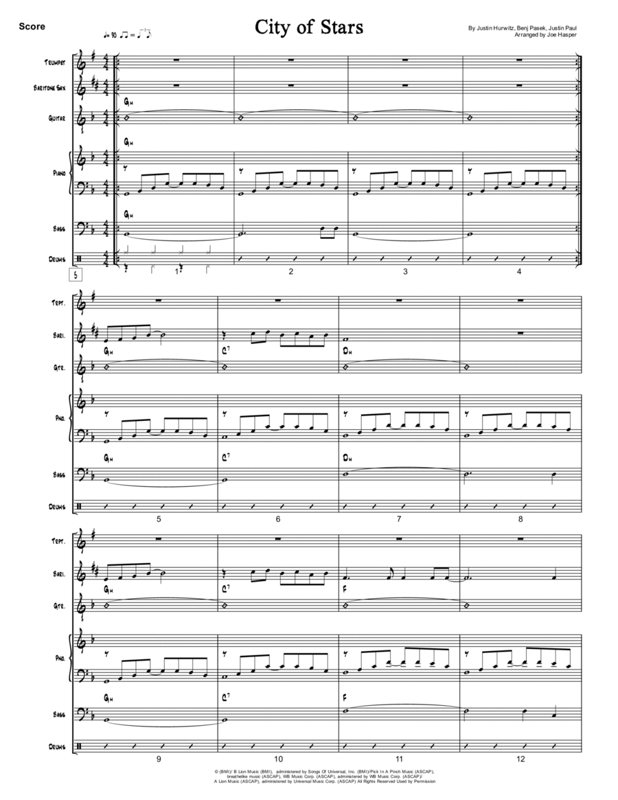 City Of Stars Jazz Ensemble scores gallery preview page 1