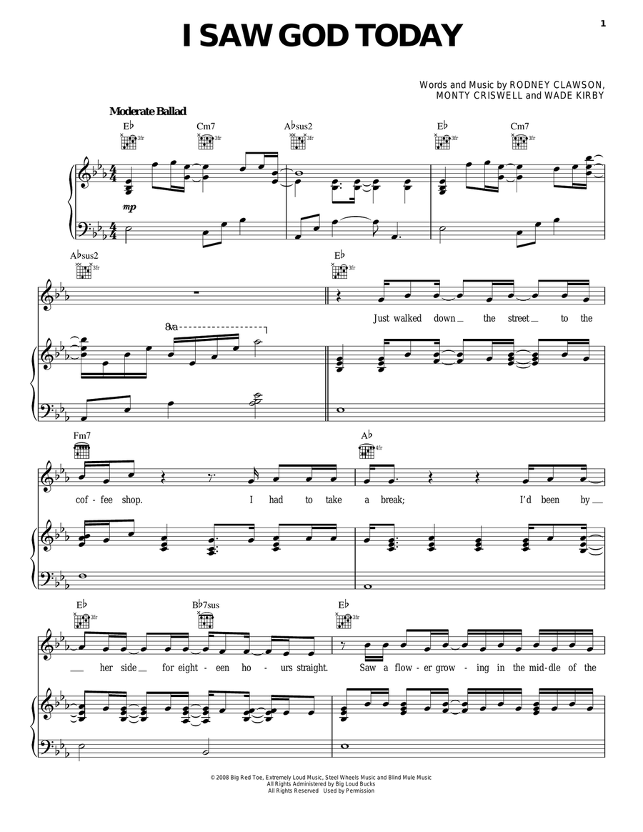 I Saw God Today I Saw God Today Piano, Vocal, Guitar scores gallery preview page 1