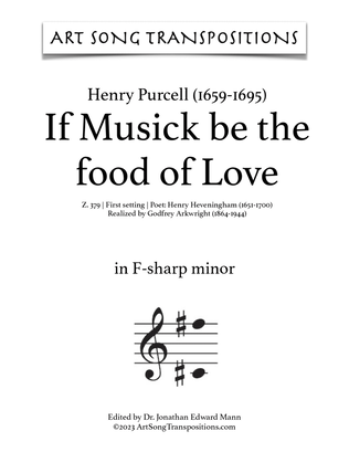 Book cover for PURCELL: If Musick be the food of Love, Z. 379 (first setting, transposed to F-sharp minor)