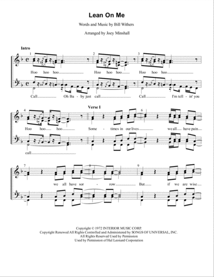 Lean On Me Lean On Me SSAA scores gallery preview page 1