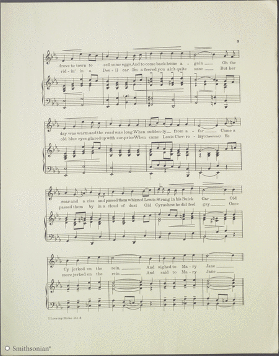 I Love My Horse and Wagon, But Oh! You Buick Car Piano, Vocal scores gallery preview page 3
