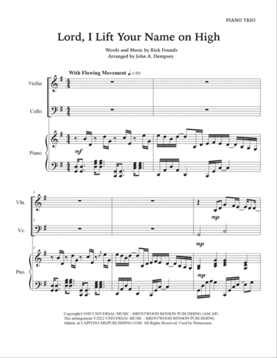 Lord, I Lift Your Name On High Piano Trio scores gallery preview page 5