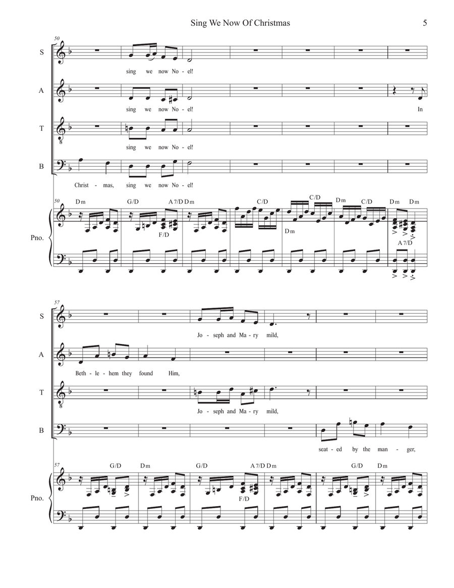 Sing We Now Of Christmas (Noël Nouvelet) (Vocal Quartet - (SATB) 4-Part scores gallery preview page 5