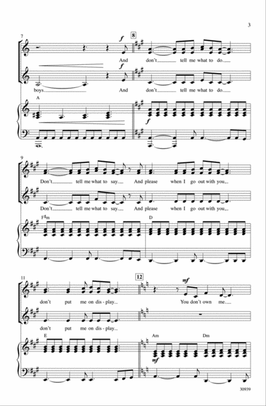 You Don't Own Me Women's Choir scores gallery preview page 3