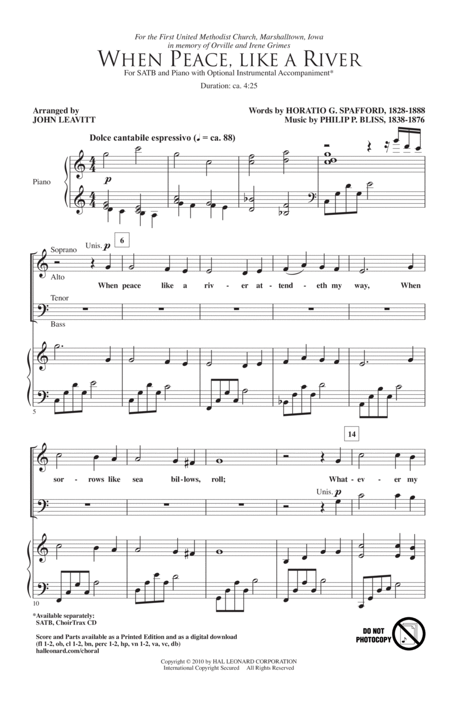 When Peace Is Like A River 4-Part scores gallery preview page 1