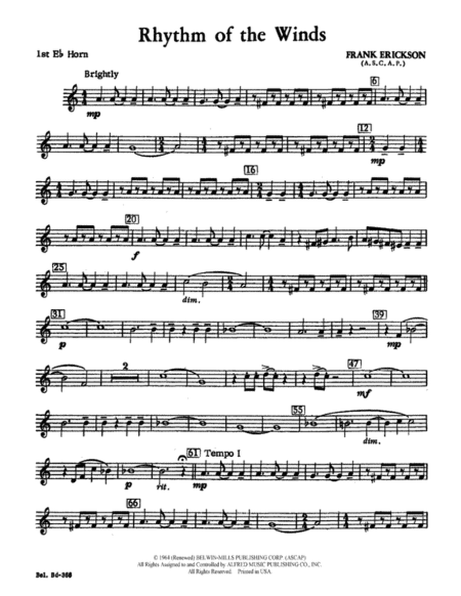 Rhythm of the Winds: (wp) 1st Horn in E-flat