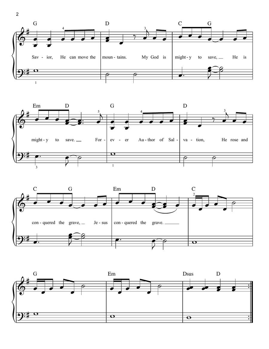 Mighty To Save Easy Piano scores gallery preview page 2
