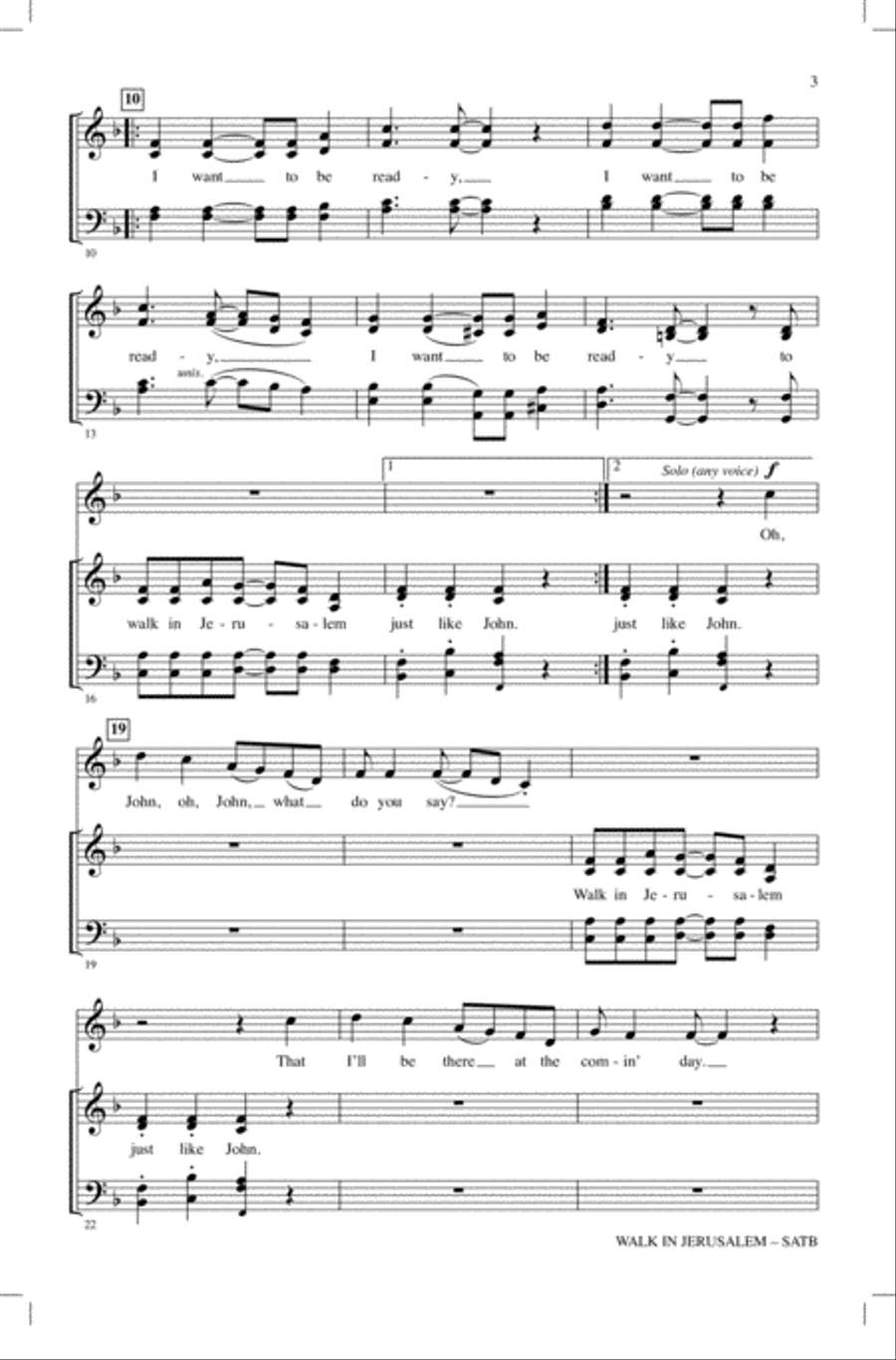 Walk In Jerusalem, Just Like John 4-Part scores gallery preview page 2