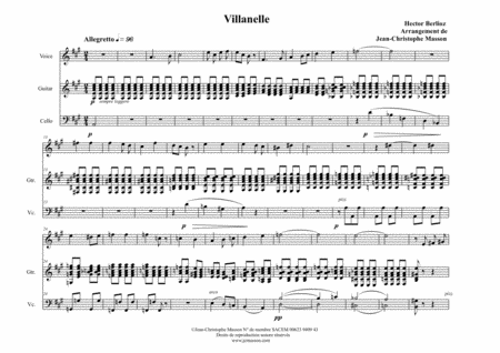 Les nuits d'été by H.Berlioz --- Arrangement for voice, guitar and cello --- JCM 2013 image number null