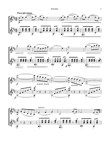 Serenata Rimpianto Op. 6 for violin and easy guitar (D Major) image number null