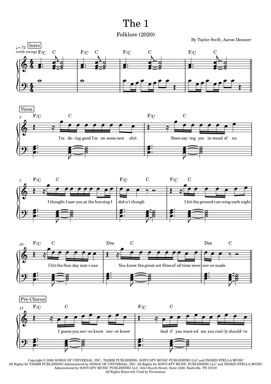 The 1 Voice scores gallery preview page 1