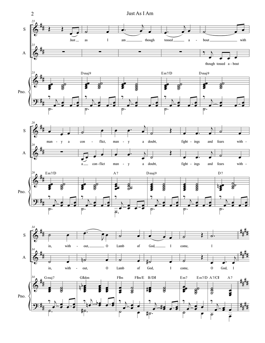 Just As I Am (Duet for Soprano and Alto Solo) Alto Voice scores gallery preview page 3