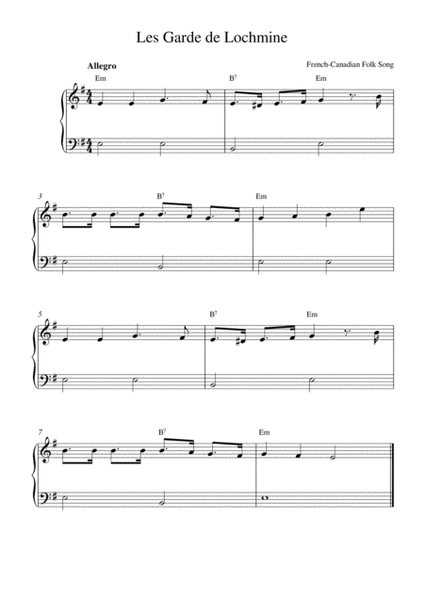 Les Garde de Lochmine (easy piano solo with chords) image number null
