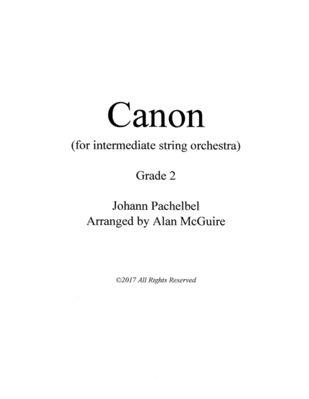 Pachelbel Canon (for Intermediate String Orchestra) image number null