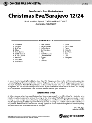 Book cover for Christmas Eve/Sarajevo 12/24: Score